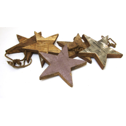 Gwiazda z drewna egzotycznego dekoracja wisząca 20cm